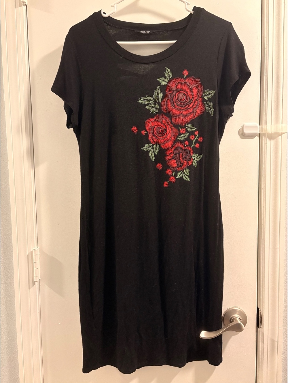 Black Floral T-Shirt Dress